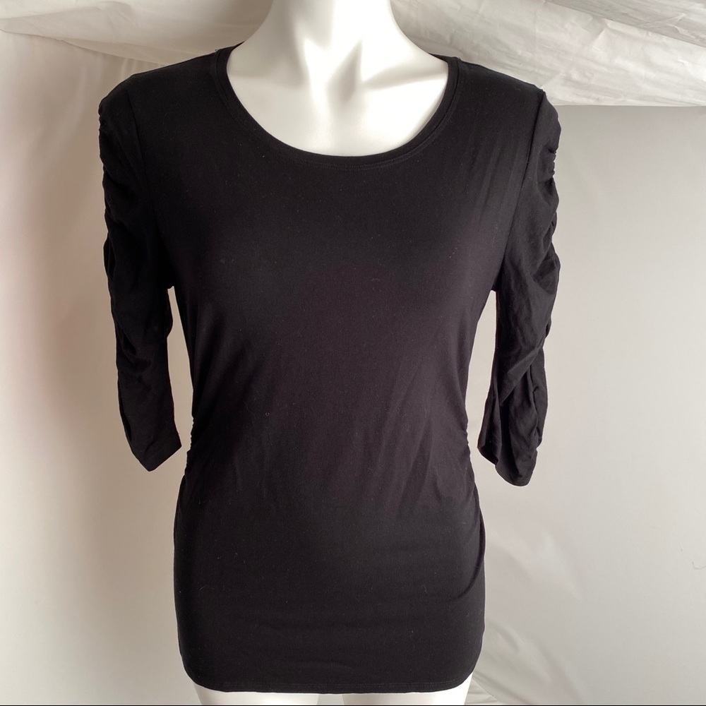 Vince Camuto black stretch ruched top M
